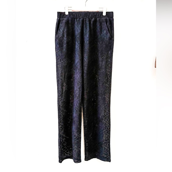 ASOS Pants - ASOS black crochet pants, elastic waist, side pockets, back pockets, pull on